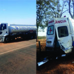 Ambulância com 7 pessoas de São Luís de Montes Belos é atingida por caminhão, na GO-060