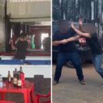 Estudantes universitários se agridem com socos e golpes de taco de sinuca durante briga em bar